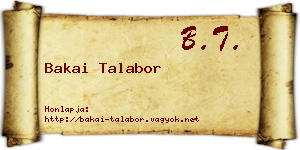 Bakai Talabor névjegykártya